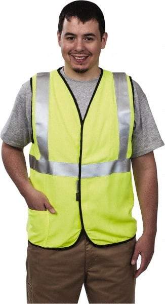 OccuNomix - Size L Flame Resistant/Retardant Yellow Solid General Purpose Vest - 40 to 42" Chest, ANSI 107-2015, ASTM F1506, ATPV=5.4 cal/Sq cm, NFPA 70E/HRC=1, Hook & Loop Closure, 1 Pocket, Modacrylic/Aramid Blend - Americas Industrial Supply