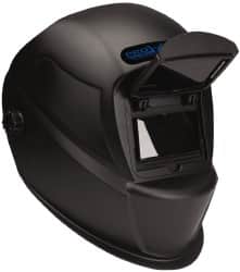 PRO-SAFE - 3-21/32" Window Width x 1-3/4" Window Height, 10 Shade Fixed Shade Lens, Front Lift Welding Helmet - Black Nylon Clear Lens - Americas Industrial Supply
