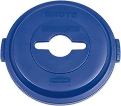 Rubbermaid - Round Lid for Use with 32 Gal Round Recycle Containers - Blue, Plastic, For 2632 Brute Trash Cans - Americas Industrial Supply