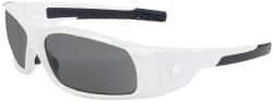 MCR Safety - Gray Lenses, Framed Safety Glasses - Anti-Fog, Scratch Resistant, White Polycarbonate Frame, Wrap Around - Americas Industrial Supply