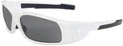 MCR Safety - Gray Lenses, Framed Safety Glasses - Anti-Fog, Scratch Resistant, White Polycarbonate Frame, Wrap Around - Americas Industrial Supply