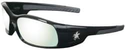 MCR Safety - Clear Mirror Lenses, Framed Safety Glasses - Anti-Fog, Scratch Resistant, Black Polycarbonate Frame, Wrap Around - Americas Industrial Supply