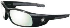MCR Safety - Clear Mirror Lenses, Framed Safety Glasses - Anti-Fog, Scratch Resistant, Black Polycarbonate Frame, Wrap Around - Americas Industrial Supply