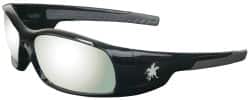 MCR Safety - Silver Mirror Lenses, Framed Safety Glasses - Scratch Resistant, Black Polycarbonate Frame, Wrap Around - Americas Industrial Supply