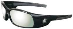 MCR Safety - Silver Mirror Lenses, Framed Safety Glasses - Scratch Resistant, Black Polycarbonate Frame, Wrap Around - Americas Industrial Supply