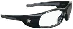 MCR Safety - Clear Lenses, Framed Safety Glasses - Scratch Resistant, Black Polycarbonate Frame, Wrap Around - Americas Industrial Supply