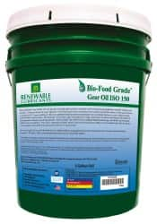 Renewable Lubricants - 5 Gal Pail, Mineral Gear Oil - 6°F to 250°F, 131 St Viscosity at 40°C, 20 St Viscosity at 100°C, ISO 150 - Americas Industrial Supply