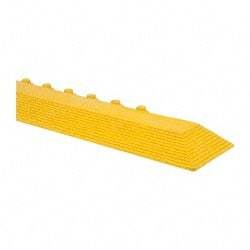 Wearwell - 39" Long x 3" Wide x 5/8" Thick, Anti-Fatigue Modular Matting Ramp Edge - Male, Yellow, For Dry & Wet Areas, Series 572 - Americas Industrial Supply