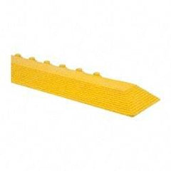 Wearwell - 39" Long x 3" Wide x 5/8" Thick, Anti-Fatigue Modular Matting Ramp Edge - Male, Yellow, For Dry & Wet Areas, Series 572 - Americas Industrial Supply