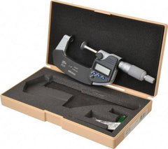 Mitutoyo - 1 to 2 Inch, Ratchet Stop Thimble, IP65 Water Resistance, Electronic Disc Micrometer - 0.0002 Inch Accuracy, 20mm Disc, 0.00005 Inch Resolution - Americas Industrial Supply