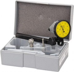 Mitutoyo - 0.2 mm Range, 0.002 mm Dial Graduation, Vertical Dial Test Indicator - 1.5748 Inch Yellow Dial, 0-100-0 Dial Reading, Accurate to 0.003 Inch - Americas Industrial Supply