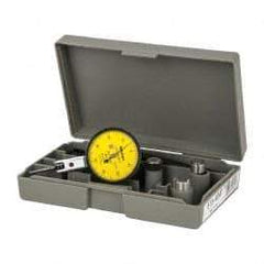 Mitutoyo - 0.8 mm Range, 0.01 mm Dial Graduation, Horizontal Dial Test Indicator - 1.5748 Inch Yellow Dial, 0-40-0 Dial Reading, Accurate to 0.008 Inch - Americas Industrial Supply