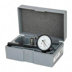 Mitutoyo - 0.008 Inch Range, 0.01 mm Dial Graduation, Vertical Dial Test Indicator - 1.5748 Inch White Dial, 0-40-0 Dial Reading, Accurate to 0.0001 Inch - Americas Industrial Supply