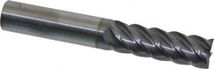 Niagara Cutter - 3/4", 2-1/4" LOC, 3/4" Shank Diam, 5" OAL, 5 Flute, Solid Carbide Square End Mill - Single End, TiAlN Finish, Spiral Flute, 45° Helix, Centercutting, Right Hand Cut, Right Hand Flute, Series S545 - Americas Industrial Supply