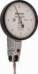 Mitutoyo - 0.008 Inch Range, 0.0001 Inch Dial Graduation, Horizontal Dial Test Indicator - 1.5748 Inch White Dial, 0-4-0 Dial Reading, Accurate to 0.0001 Inch - Americas Industrial Supply