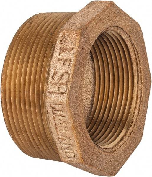 Merit Brass - Class 125, 2 x 1-1/2" Internal Pipe, Lead Free Brass Hex Bushing - MNPT x FNPT - Americas Industrial Supply