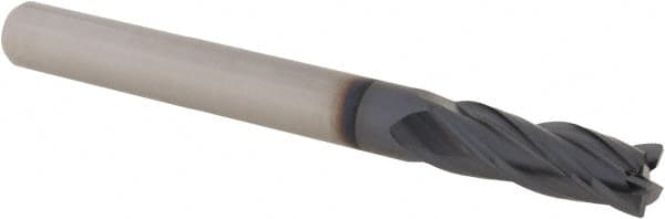 Accupro - 1/4", 4 Flute, Single End, Solid Carbide, 0.01" Corner Radius End Mill - 2-1/2" OAL, 30° Helix, Right Hand Flute, 3/4" LOC, Right Hand Cut - Americas Industrial Supply