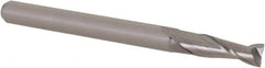 Accupro - 0.115", 0.345" LOC, 1/8" Shank Diam, 1-1/2" OAL, 2 Flute, Solid Carbide Square End Mill - Single End, Uncoated, Spiral Flute, 30° Helix, Centercutting, Right Hand Cut, Right Hand Flute, Series Miniature - Americas Industrial Supply