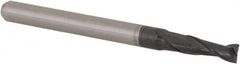 Accupro - 0.1", 0.3" LOC, 1/8" Shank Diam, 1-1/2" OAL, 2 Flute, Solid Carbide Square End Mill - Single End, AlTiN Finish, Spiral Flute, 30° Helix, Centercutting, Right Hand Cut, Right Hand Flute, Series Miniature - Americas Industrial Supply