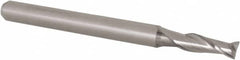 Accupro - 0.105", 0.315" LOC, 1/8" Shank Diam, 1-1/2" OAL, 2 Flute, Solid Carbide Square End Mill - Single End, Uncoated, Spiral Flute, 30° Helix, Centercutting, Right Hand Cut, Right Hand Flute, Series Miniature - Americas Industrial Supply