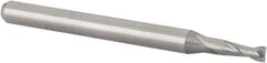 Accupro - 5/64", 0.234" LOC, 1/8" Shank Diam, 1-1/2" OAL, 2 Flute, Solid Carbide Square End Mill - Single End, Uncoated, Spiral Flute, 30° Helix, Centercutting, Right Hand Cut, Right Hand Flute, Series Miniature - Americas Industrial Supply