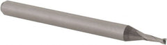Accupro - 0.046", 0.138" LOC, 1/8" Shank Diam, 1-1/2" OAL, 2 Flute, Solid Carbide Square End Mill - Single End, Uncoated, Spiral Flute, 30° Helix, Centercutting, Right Hand Cut, Right Hand Flute, Series Miniature - Americas Industrial Supply