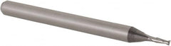 Accupro - 0.041", 0.123" LOC, 1/8" Shank Diam, 1-1/2" OAL, 2 Flute, Solid Carbide Square End Mill - Single End, Uncoated, Spiral Flute, 30° Helix, Centercutting, Right Hand Cut, Right Hand Flute, Series Miniature - Americas Industrial Supply