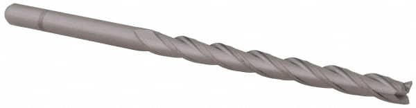 Accupro - 1/8", 1-1/2" LOC, 1/8" Shank Diam, 3" OAL, 3 Flute, Solid Carbide Square End Mill - Single End, Uncoated, Spiral Flute, 30° Helix, Centercutting, Right Hand Cut, Right Hand Flute, Series Miniature - Americas Industrial Supply