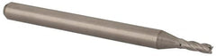 Accupro - 0.053", 0.159" LOC, 1/8" Shank Diam, 1-1/2" OAL, 4 Flute, Solid Carbide Square End Mill - Single End, Uncoated, Spiral Flute, 30° Helix, Centercutting, Right Hand Cut, Right Hand Flute, Series Miniature - Americas Industrial Supply