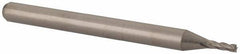 Accupro - 3/64", 0.141" LOC, 1/8" Shank Diam, 1-1/2" OAL, 4 Flute, Solid Carbide Square End Mill - Single End, Uncoated, Spiral Flute, 30° Helix, Centercutting, Right Hand Cut, Right Hand Flute, Series Miniature - Americas Industrial Supply