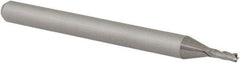 Accupro - 0.049", 0.147" LOC, 1/8" Shank Diam, 1-1/2" OAL, 4 Flute, Solid Carbide Square End Mill - Single End, Uncoated, Spiral Flute, 30° Helix, Centercutting, Right Hand Cut, Right Hand Flute, Series Miniature - Americas Industrial Supply