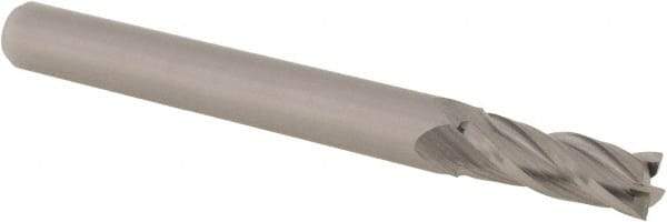 Accupro - 7/32", 5/8" LOC, 1/4" Shank Diam, 2-1/2" OAL, 4 Flute, Solid Carbide Square End Mill - Single End, Uncoated, Spiral Flute, 30° Helix, Centercutting, Right Hand Cut, Right Hand Flute, Series Miniature - Americas Industrial Supply