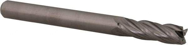 Accupro - 3/16", 5/8" LOC, 3/16" Shank Diam, 2" OAL, 4 Flute, Solid Carbide Square End Mill - Single End, Uncoated, Spiral Flute, 30° Helix, Centercutting, Right Hand Cut, Right Hand Flute, Series Miniature - Americas Industrial Supply