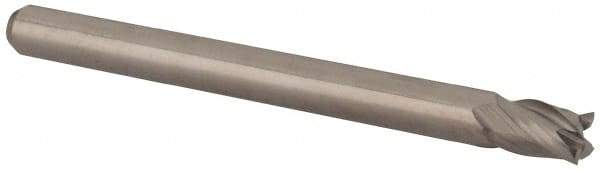 Accupro - 9/64", 0.562" LOC, 3/16" Shank Diam, 2" OAL, 4 Flute, Solid Carbide Square End Mill - Single End, Uncoated, Spiral Flute, 30° Helix, Centercutting, Right Hand Cut, Right Hand Flute, Series Miniature - Americas Industrial Supply
