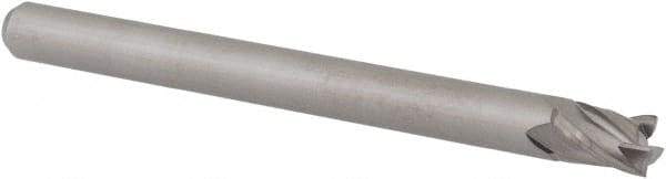 Accupro - 0.12", 0.18" LOC, 1/8" Shank Diam, 1-1/2" OAL, 4 Flute, Solid Carbide Square End Mill - Single End, Uncoated, Spiral Flute, 30° Helix, Centercutting, Right Hand Cut, Right Hand Flute, Series Miniature - Americas Industrial Supply