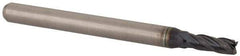 Accupro - 0.1", 0.15" LOC, 1/8" Shank Diam, 1-1/2" OAL, 4 Flute, Solid Carbide Square End Mill - Single End, AlTiN Finish, Spiral Flute, 30° Helix, Centercutting, Right Hand Cut, Right Hand Flute, Series Miniature - Americas Industrial Supply