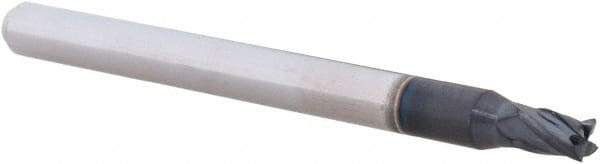 Accupro - 3/32", 0.139" LOC, 1/8" Shank Diam, 1-1/2" OAL, 4 Flute, Solid Carbide Square End Mill - Single End, AlTiN Finish, Spiral Flute, 30° Helix, Centercutting, Right Hand Cut, Right Hand Flute, Series Miniature - Americas Industrial Supply