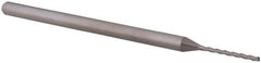 Accupro - 0.04", 0.48" LOC, 1/8" Shank Diam, 2-1/2" OAL, 3 Flute, Solid Carbide Square End Mill - Single End, Uncoated, Spiral Flute, 30° Helix, Centercutting, Right Hand Cut, Right Hand Flute, Series Miniature - Americas Industrial Supply