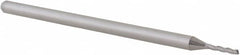 Accupro - 3/64", 1/4" LOC, 1/8" Shank Diam, 2-1/2" OAL, 3 Flute, Solid Carbide Square End Mill - Single End, Uncoated, Spiral Flute, 30° Helix, Centercutting, Right Hand Cut, Right Hand Flute, Series Miniature - Americas Industrial Supply