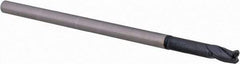 Accupro - 1/8", 3 Flute, Single End, Solid Carbide, 0.03" Corner Radius End Mill - 2-1/2" OAL, 30° Helix, Right Hand Flute, 3/16" LOC, Right Hand Cut, 5/8" Extended Reach - Americas Industrial Supply