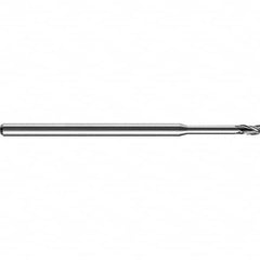 Accupro - 1/16", 0.093" LOC, 1/8" Shank Diam, 2-1/2" OAL, 3 Flute, Solid Carbide Square End Mill - Single End, Uncoated, Spiral Flute, 30° Helix, Centercutting, Right Hand Cut, Right Hand Flute, Series Miniature - Americas Industrial Supply