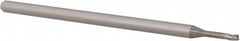 Accupro - 1/16", 0.093" LOC, 1/8" Shank Diam, 2-1/2" OAL, 3 Flute, Solid Carbide Square End Mill - Single End, Uncoated, Spiral Flute, 30° Helix, Centercutting, Right Hand Cut, Right Hand Flute, Series Miniature - Americas Industrial Supply
