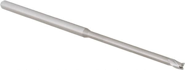 Accupro - 3/32", 0.139" LOC, 1/8" Shank Diam, 3" OAL, 3 Flute, Solid Carbide Square End Mill - Single End, Uncoated, Spiral Flute, 30° Helix, Centercutting, Right Hand Cut, Right Hand Flute, Series Miniature - Americas Industrial Supply