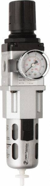 PRO-SOURCE - 3/8" NPT Port Intermediate 1 Piece Filter/Regulator FRL Unit - Polycarbonate Bowl, 77 SCFM, 145 Max psi, 8.66" High, Automatic Drain - Americas Industrial Supply