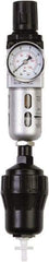 PRO-SOURCE - 1/4" NPT Port Miniature 1 Piece Filter/Regulator FRL Unit - Polycarbonate Bowl, 20 SCFM, 145 Max psi, 6.69" High, Automatic Drain - Americas Industrial Supply