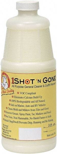 Bare Ground Solutions - 28oz of 1 Shot Graffiti Remover & Cleaner - 1 Shot Graffiti Remover is a 100% biodegradable and all-natural cleaner removes grease, spray paint, tar, markers and pencil from hard surfaces. - Americas Industrial Supply