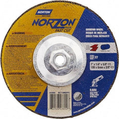 Norton - 7" Wheel Diam, 1/4" Wheel Thickness, Type 27 Depressed Center Wheel - Ceramic, Resinoid Bond, 8,600 Max RPM - Americas Industrial Supply