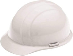 Ability One - ANSI Type I, Class E Rated, 4-Point, Ratchet Adjustment Hard Hat - White, Standard Brim - Americas Industrial Supply