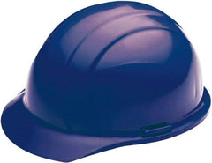 Ability One - ANSI Type I, Class E Rated, 4-Point, Ratchet Adjustment Hard Hat - Blue, Full Brim - Americas Industrial Supply