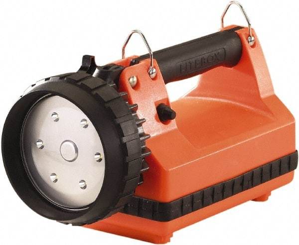 Streamlight - White LED Bulb, 615 Lumens, Spotlight/Lantern Flashlight - Orange Plastic Body, 1 6V Battery Included - Americas Industrial Supply